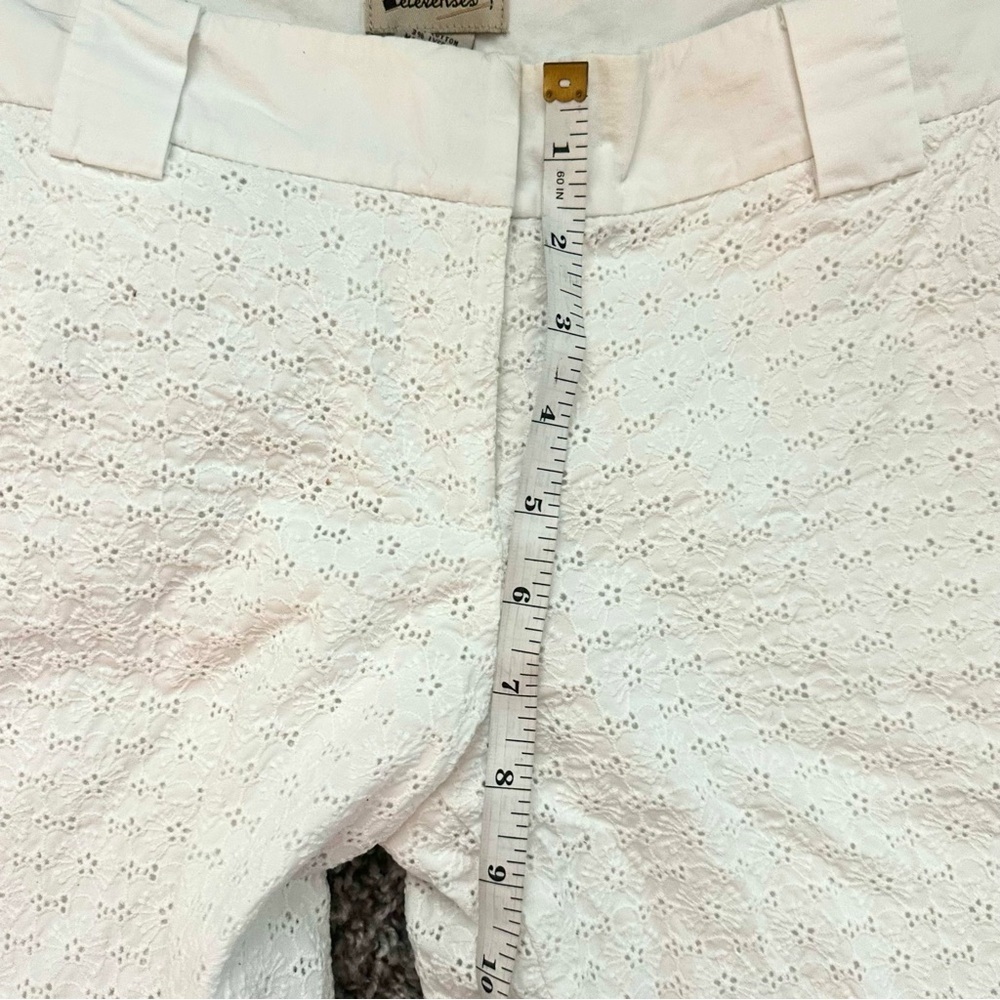 Elevenses Anthropologie White Eyelet Pants Sz 4 Wide Leg Summer - Picture 5 of 6